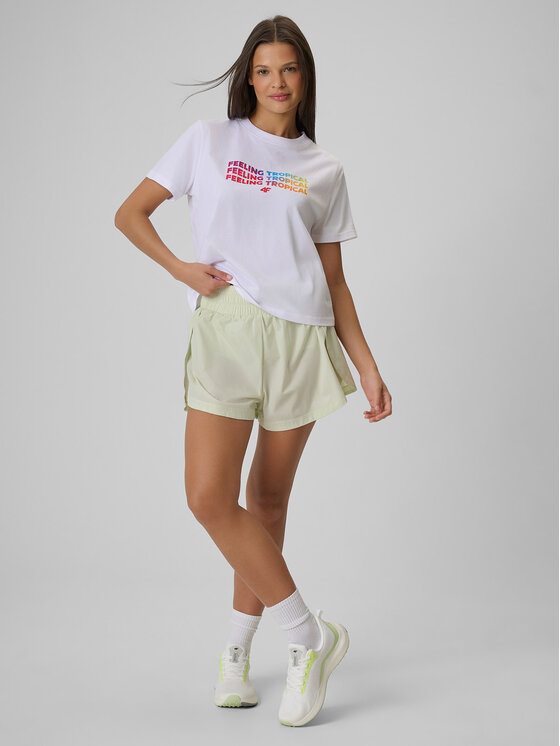 4F 4F T-Shirt BEACHWEAR Biały Boxy Fit