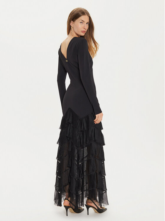 TWINSET TWINSET Kokteilinė suknelė 242TT2300 Juoda Slim Fit