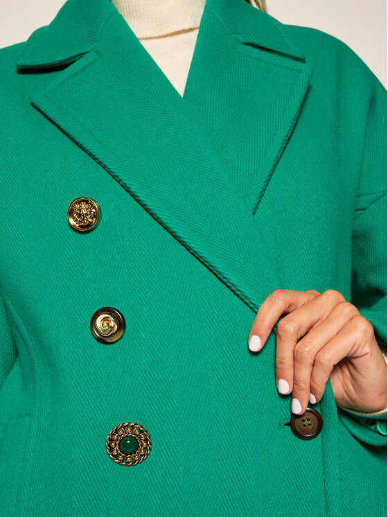 PINKO Pinko Cappotto di lana Faglia 20202 PBK2 1B14WG.8327 Verde Regular Fit
