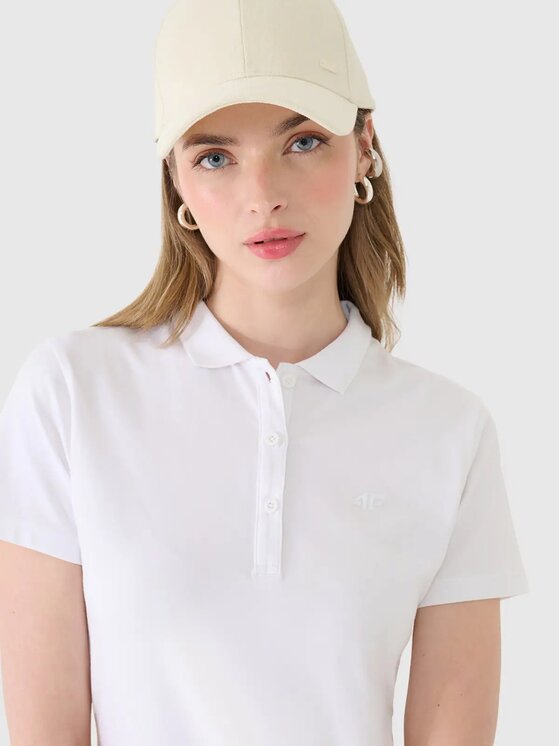 4F 4F Polo 4FWMM00TPTSF514-10S Bianco Slim Fit