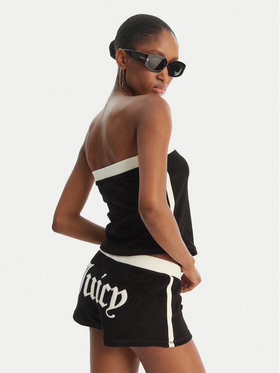 Juicy Couture Juicy Couture Sporta šorti Applique Terry JCWHS126315 Melns Slim Fit