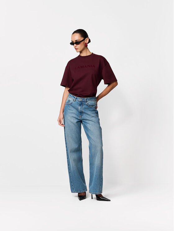 La Mania La Mania T-Shirt CHUCK Bordowy Basic Fit