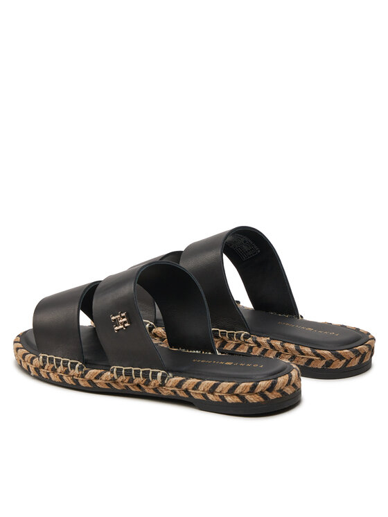 Tommy Hilfiger Tommy Hilfiger Εσπαντρίγιες Th Leather Flat Esp Sandal FW0FW07931 Μαύρο
