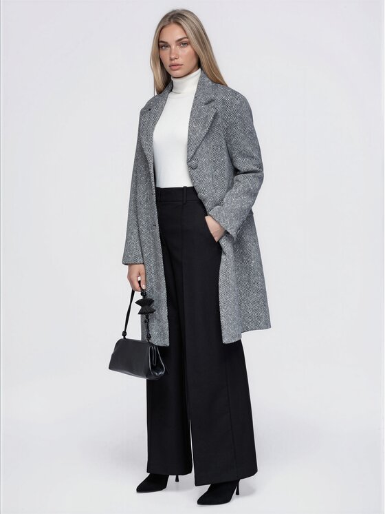 Ombre Ombre Płaszcz przejściowy OW-CT-E0018 Szary Regular Fit