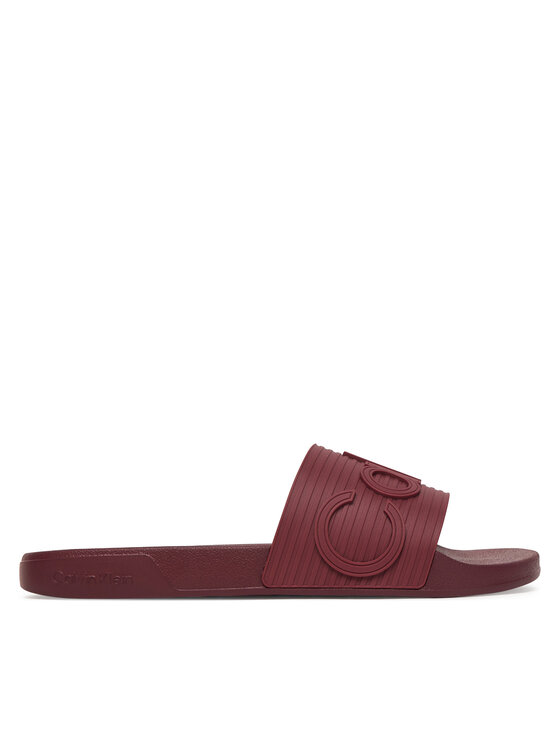 Calvin Klein Calvin Klein Papucs Nemo - Contoured Emblem Logo Sliders HM0HM02113 Bordó