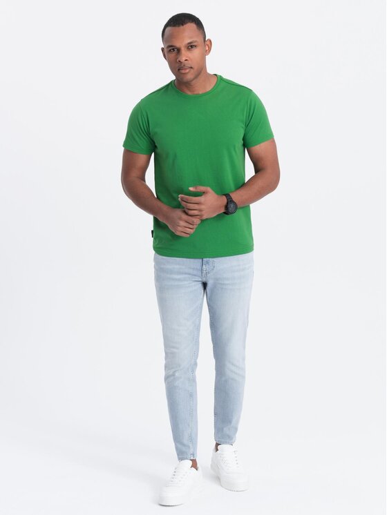 Ombre Ombre T-Shirt OM-TSBS-0146 Zielony Regular Fit