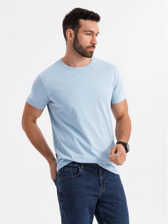 Ombre Ombre T-Shirt OM-TSBS-0236 Niebieski Regular Fit