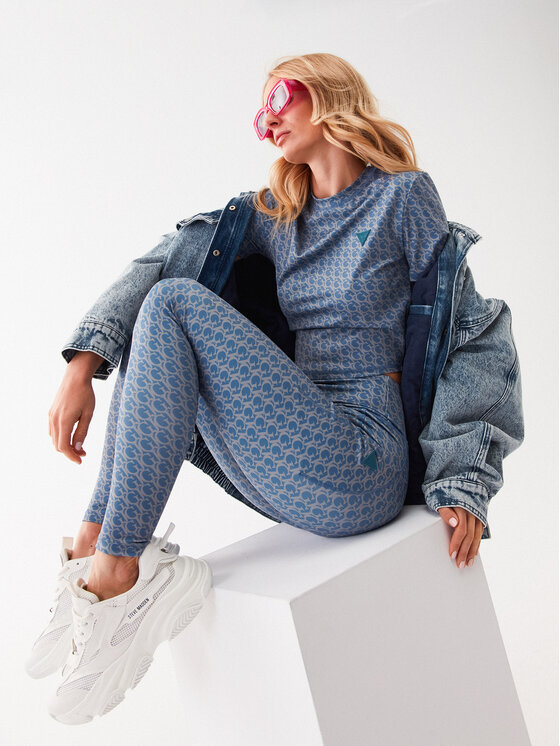 Guess Guess Legingi V3GB02 MC03W Zils Slim Fit