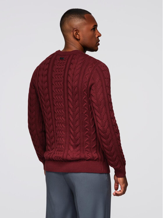 Ombre Ombre Sweter OM-SWSW-0173 Czerwony Regular Fit