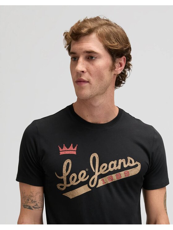 Lee Lee T-Shirt JEANS TEE Czarny Regular Fit