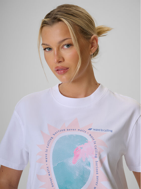 4F 4F T-Shirt FOB SUMMER Biały Loose Fit