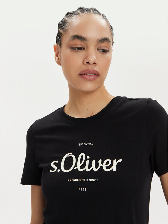s.Oliver s.Oliver T-Shirt 2136463 Μαύρο Regular Fit