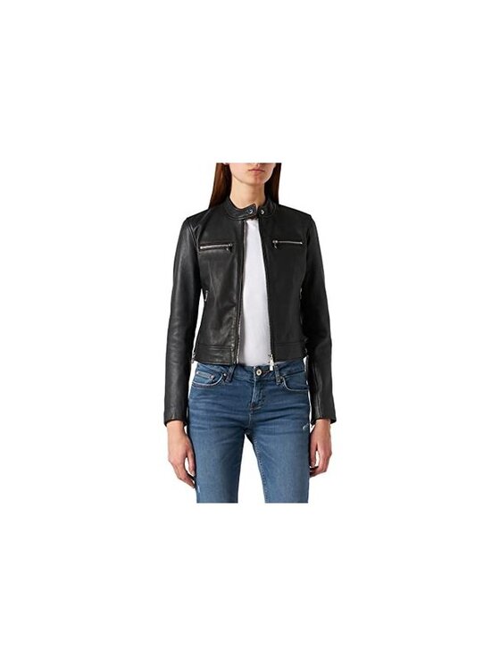 PINKO PINKO Kožená bunda 1G16E6 Y672 Černá Regular Fit