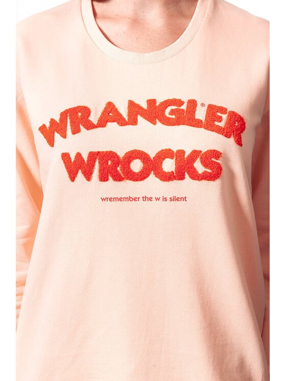 Wrangler Wrangler Bluza WROCKS SWEAT Różowy Regular Fit