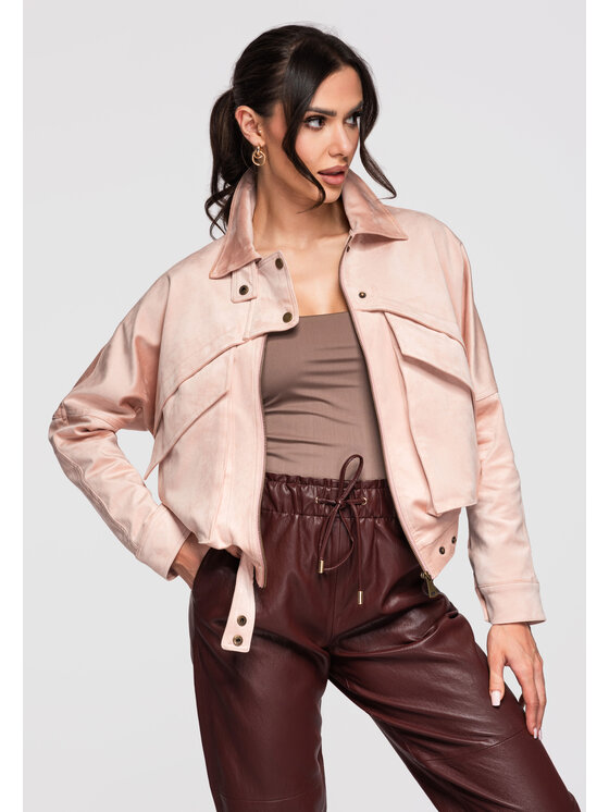 Ombre Ombre Kurtka bomber OW-JAFL-0122 Różowy Regular Fit