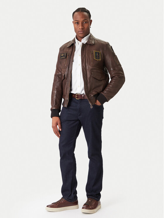 Aeronautica Militare Aeronautica Militare Lederjacke 252PN0846U100839 Braun Regular Fit