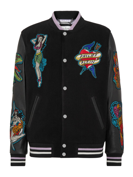 PHILIPP PLEIN PHILIPP PLEIN Kurtka skórzana 3149 Czarny Regular Fit