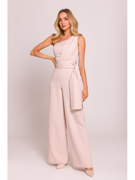 Made of Emotion Kombinezon M845 Beżowy Sexy Straight Fit