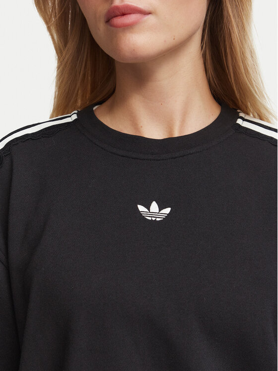 adidas adidas Bluza Lace 3 Stripes Crew LG4251 Czarny Regular Fit