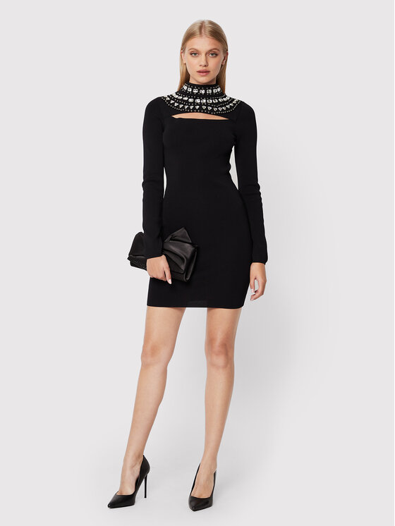 PINKO Pinko Koktel haljina Caffelatte 1G184Z A02G Crna Regular Fit