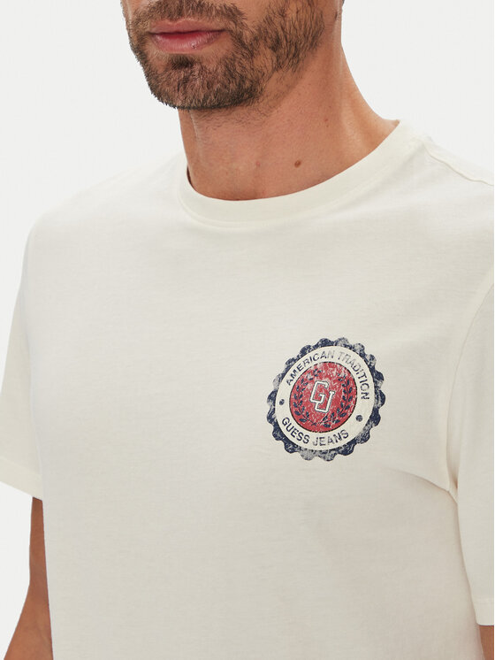 Guess Jeans Guess Jeans T-krekls M5YI04 K8HM0 Écru Regular Fit