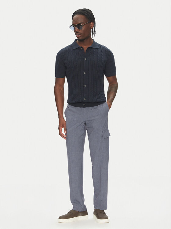 Lindbergh Lindbergh Kalhoty z materiálu 30-01112A Modrá Relaxed Fit