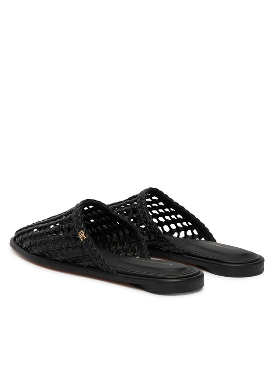 Tommy Hilfiger Tommy Hilfiger Papucs Hilfiger Leather Mix Flat Mule FW0FW09280 Fekete