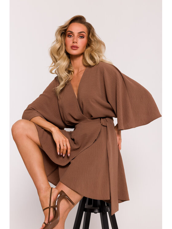 Made of Emotion Made of Emotion Sukienka wieczorowa M785 Brązowy Generous Fit