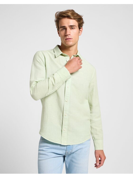 Lee Lee Koszula PATCH SHIRT Zielony Regular Fit