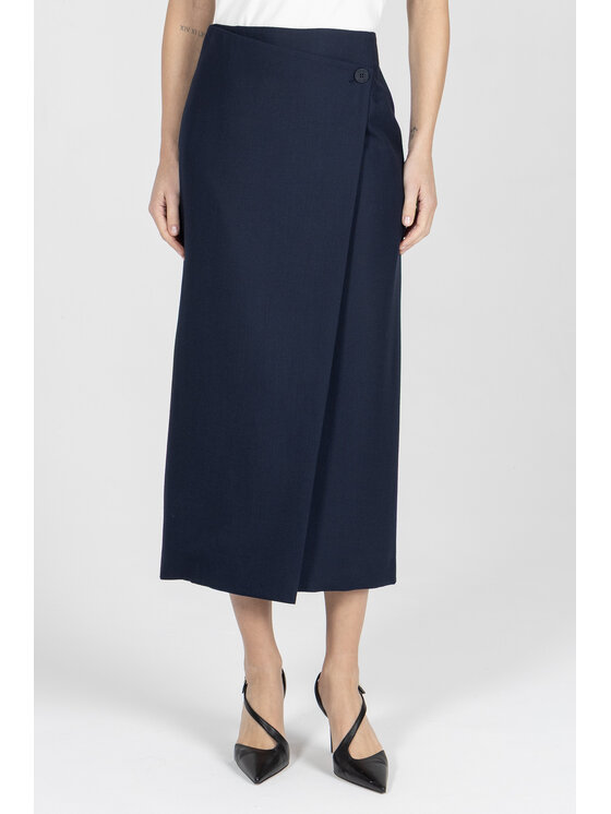 Deni Cler Milano Deni Cler Milano Spódnica midi W-DC-7004-F2-A2-58-1 Granatowy Regular Fit