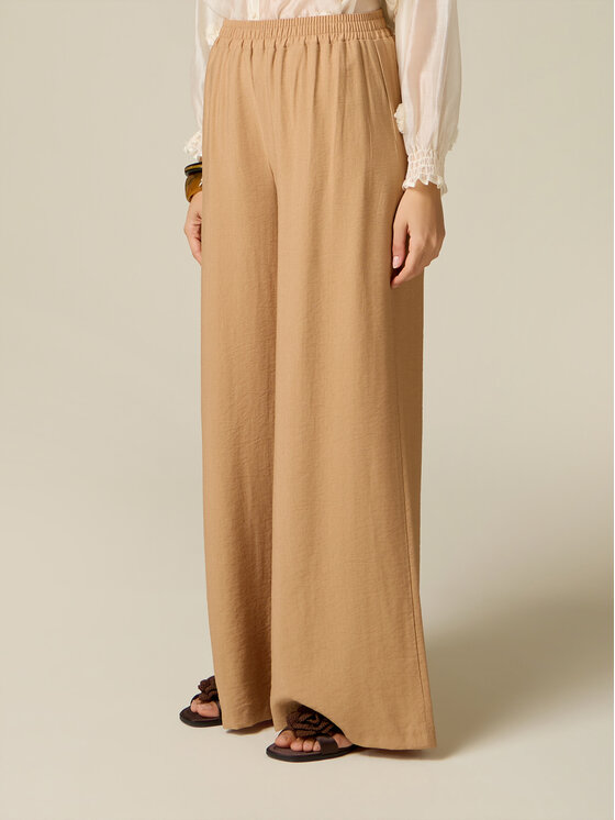 Oltre Oltre Spodnie materiałowe P071J002727N022 Kremowy Baggy Fit