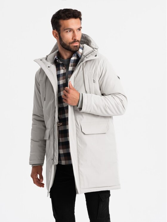 Ombre Ombre Parka OM-JALJ-0166 Biały Regular Fit
