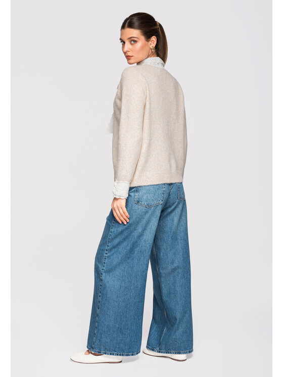 Ombre Ombre Sweter OW-SWSW-0107 Beżowy Regular Fit