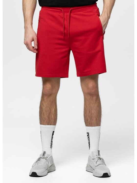 PITBULL PITBULL Szorty sportowe TAPE PARKER Czerwony Regular Fit