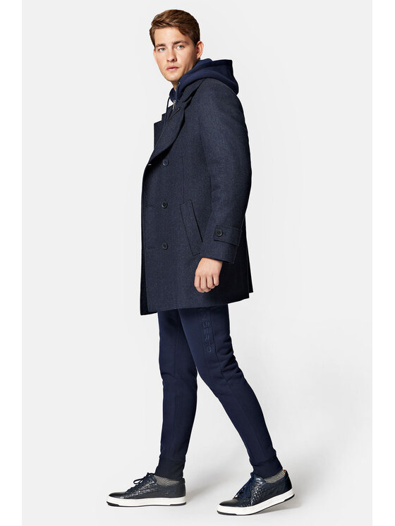 Lancerto Lancerto Płaszcz wełniany Arendal PC073223000010 Granatowy Regular Fit