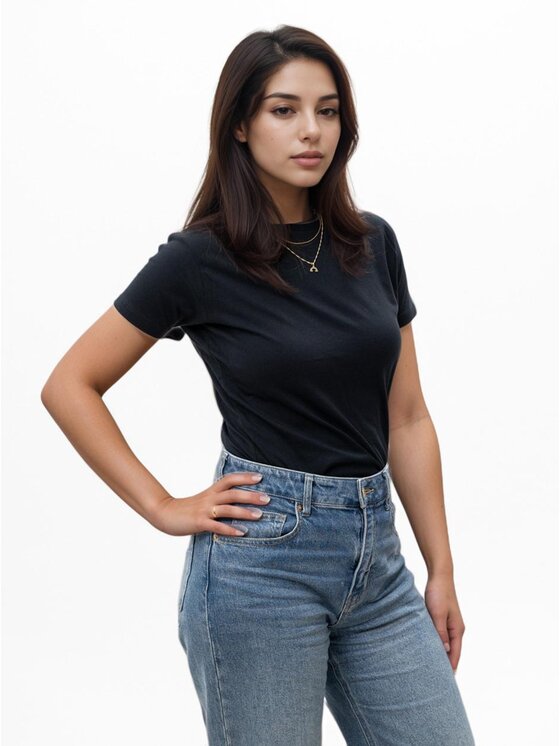 Urban City Urban City T-Shirt Koszulka Z krótkim Rękawem Damska Czarna UrbanCity No Logo Basic S Czarny Regular Fit