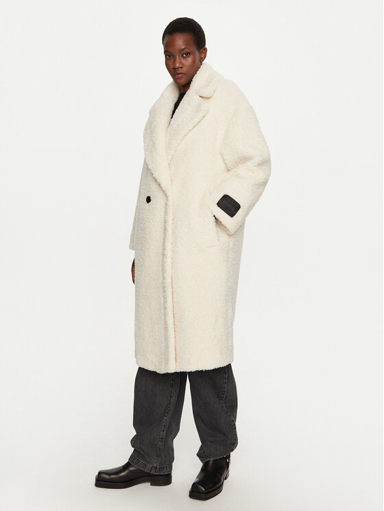 Hugo Cappotto in shearling Malite-1 50523262 Écru Oversize, taglia : 34