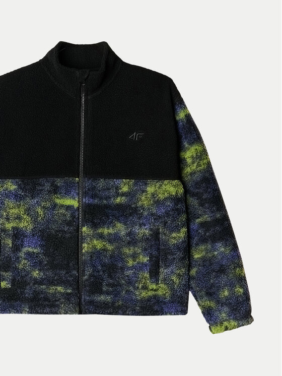 4F 4F Fliso džemperis 4FJWAW24TFLEM246 Juoda Loose Fit