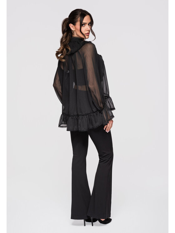 Ombre Ombre Bluzka OW-TS-E0005 Czarny Loose Fit