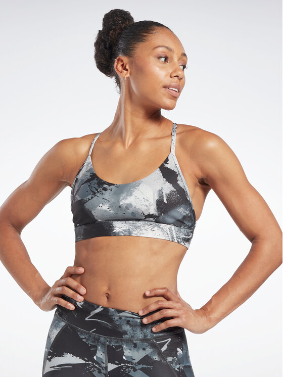Reebok Reebok Спортен сутиен Lux Strappy Allover Print HS7793 Черен