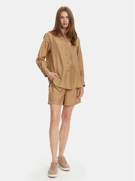 Marella Marella Pantaloncini di tessuto Borbona 2513141025 Beige Relaxed Fit