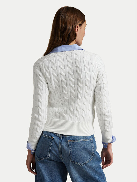 Polo Ralph Lauren Polo Ralph Lauren Pletena jopica 211891643001 Bela Regular Fit