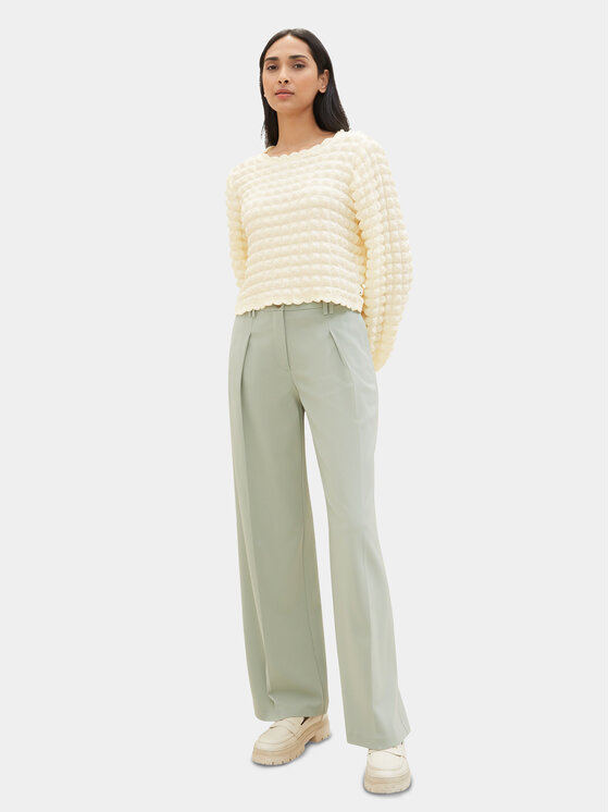 Tom Tailor Tom Tailor Spodnie materiałowe 1040686 Zielony Wide Leg
