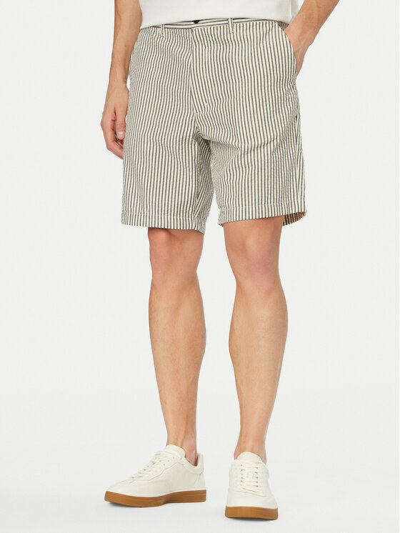 Tommy Hilfiger Pantalon scurți din material Dover Seersucker MW0MW42359 Bej deschis Slim Fit