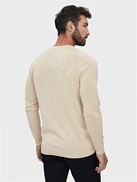 Evenemen Evenemen Sweter V-NECK BEIGE Beżowy Slim Fit