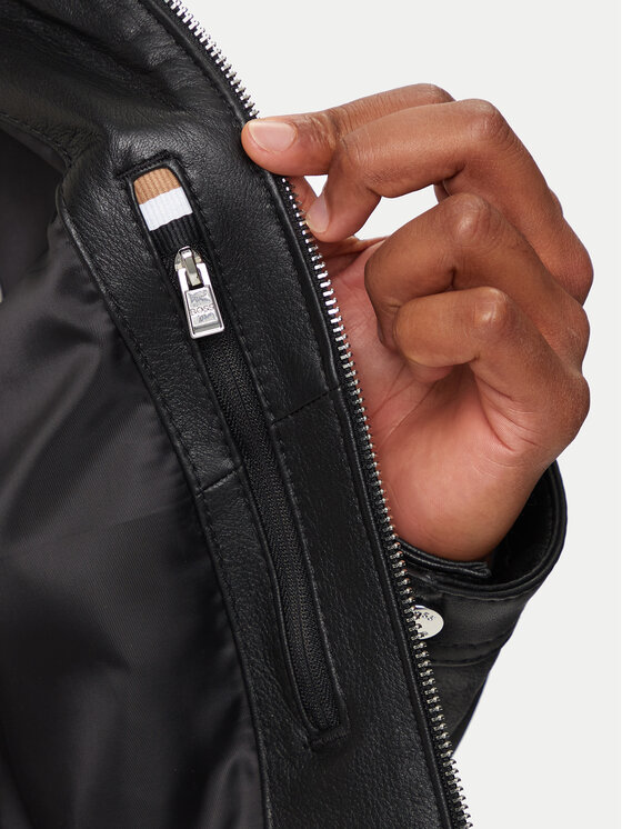 BOSS Boss Kožená bunda Mansell1 50510765 Černá Regular Fit