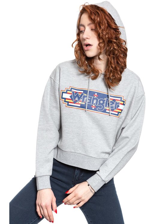 Wrangler Wrangler Felpa GEO HOODIE Grigio Regular Fit