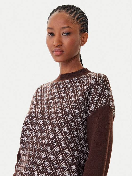 Guess Guess Krekls ar augstu apkakli W5BR23 Z3JD2 Brūns Relaxed Fit