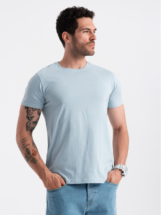 Ombre Ombre T-Shirt OM-TSBS-0146 Modrá Regular Fit