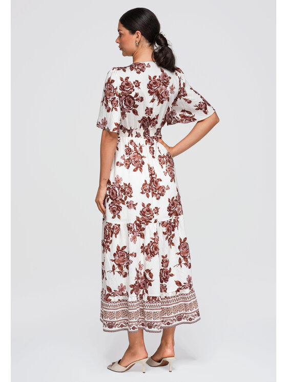 Ombre Ombre Sukienka letnia OW-DLR-E0010 Brązowy Loose Fit